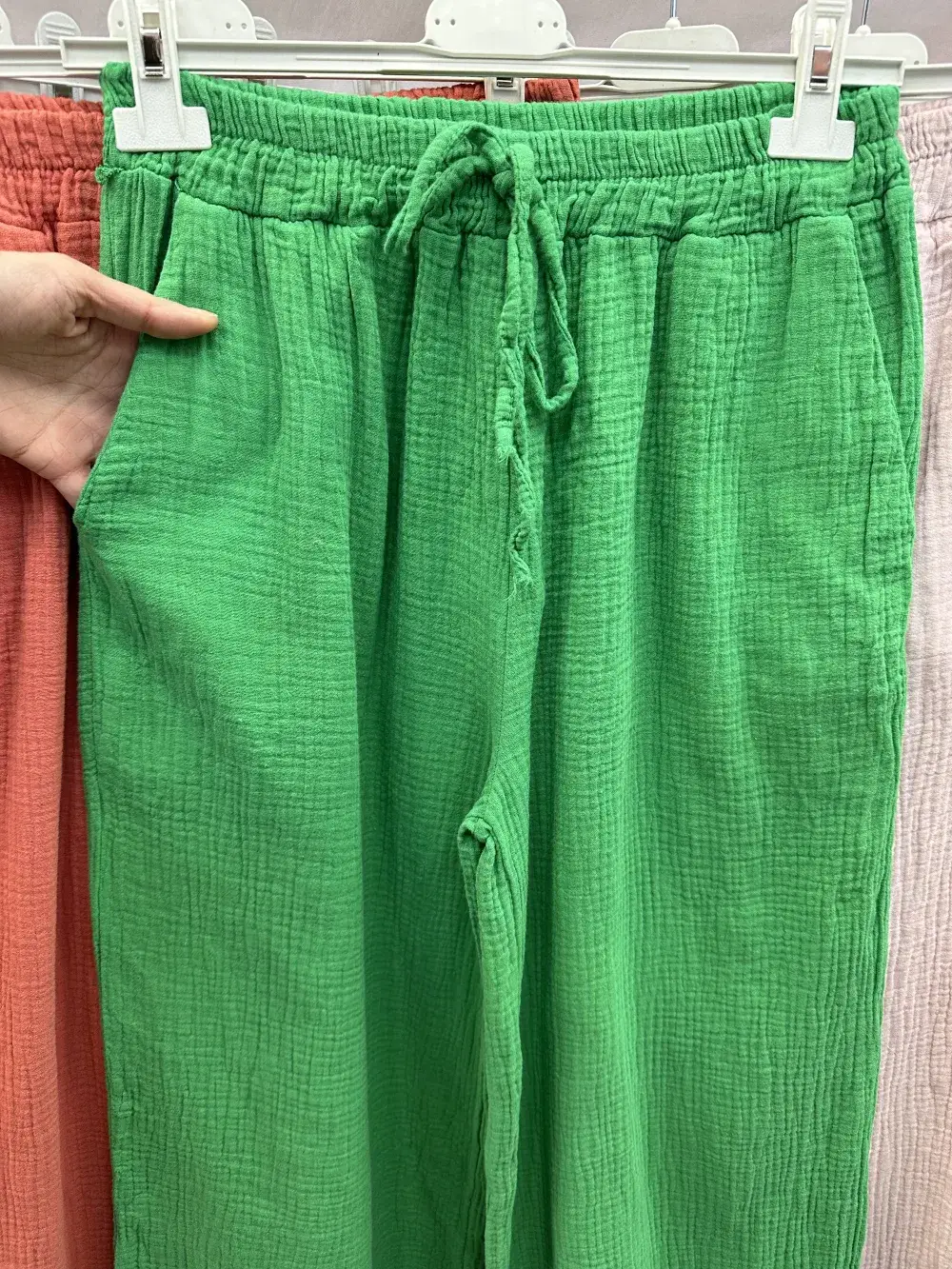 Mimi & Gogo - Wholesale Pants - Women's - Cotton gauze pants with pockets @5375_PGazePoches26