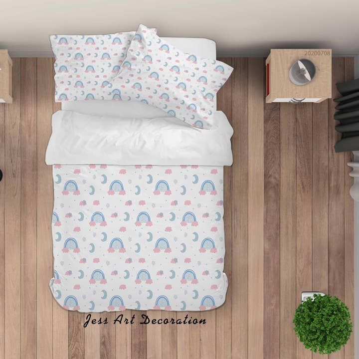 3D Maan Ster Regenboog Dekbedovertrek Set Beddengoed Set Dekbedovertrek Kussenslopen SF69 voor wholesale door Jess Art Decoration