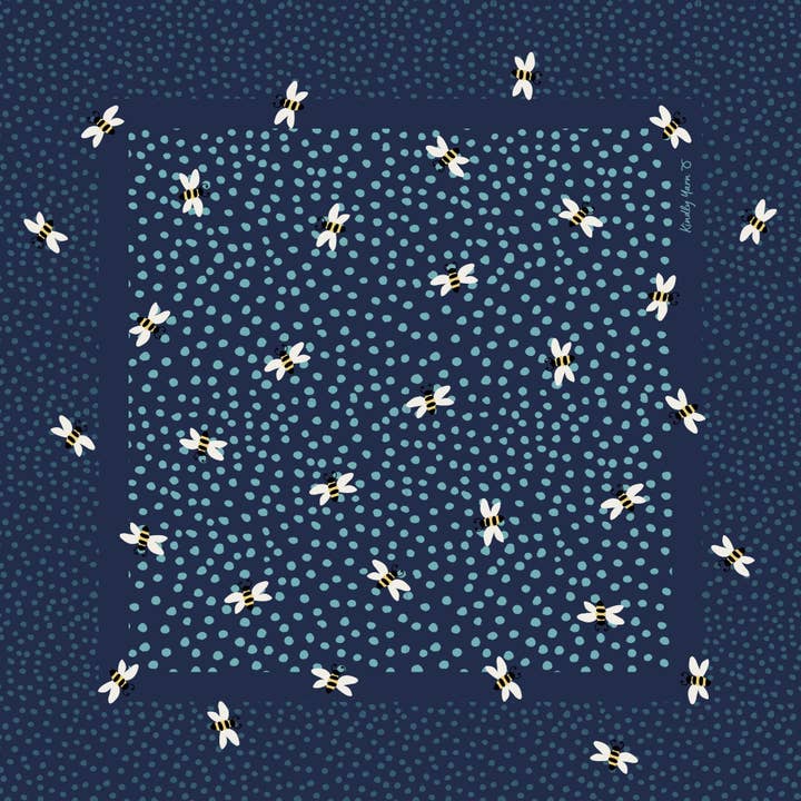 Large dotty bee furoshiki fabric wrap 80cm for wholesale by Kindly Yarn | Furoshiki & Scarves