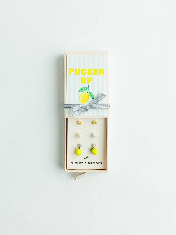 Fantastiska fruktörhängen i trio för wholesale av Violet & Brooks