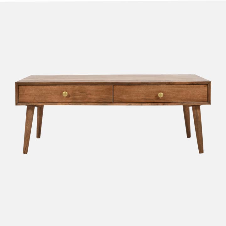 Tenera Mid-Century Modern Coffee Table with Drawers for wholesale by Indus Modern