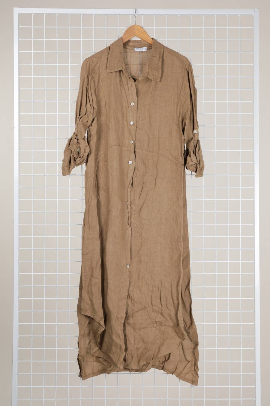 la maison des fibres naturelles - Wholesale Button Down Shirt - Women's - Long shirt dress 68036 100% LINEN1
