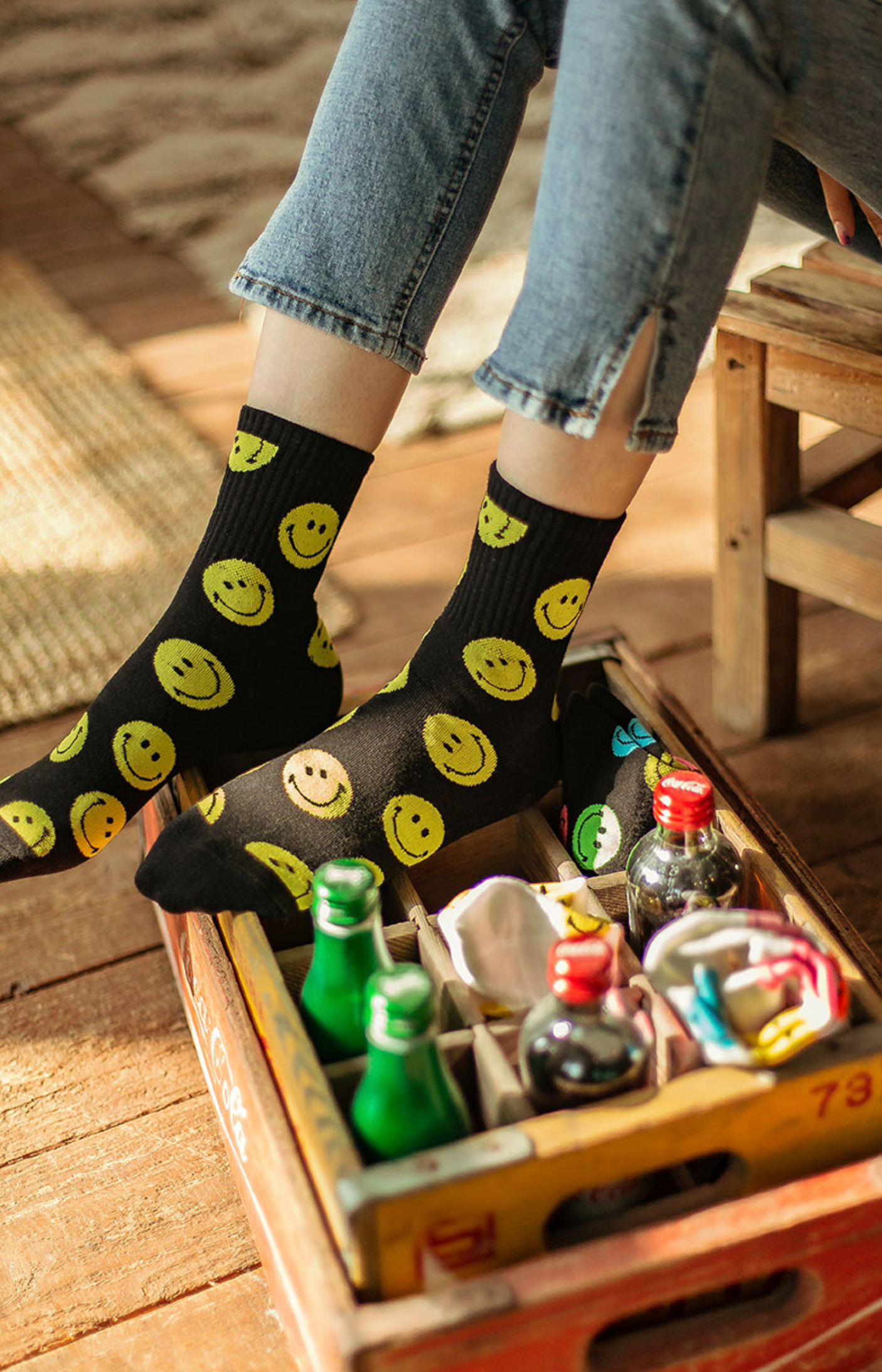 7DAYSSOCKS – wholesale Strumpor - Dam – Damstrumpor med leende mönster, crew-modell8