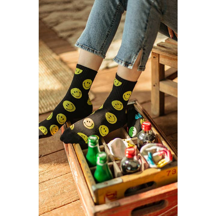 7DAYSSOCKS – wholesale Strumpor - Dam – Damstrumpor med leende mönster, crew-modell8