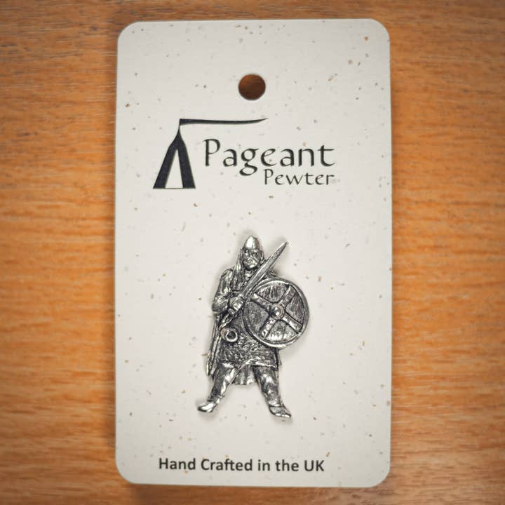 Pewter Viking Warrior pin badge for wholesale by Pageant Pewter