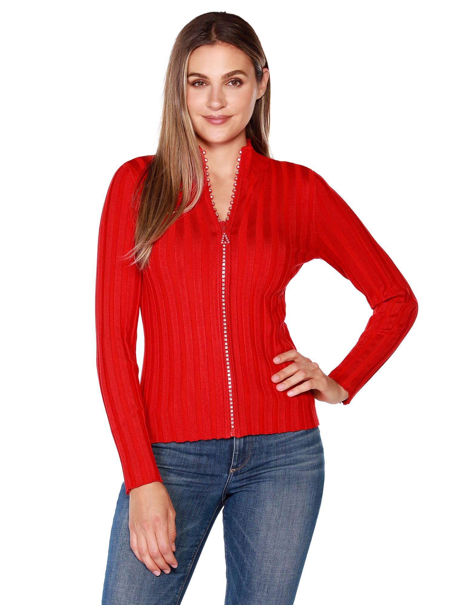 Belldini - Wholesale Knit Sweater - Women's - Women's Diamond Zip Front Mock Neck Sweater17