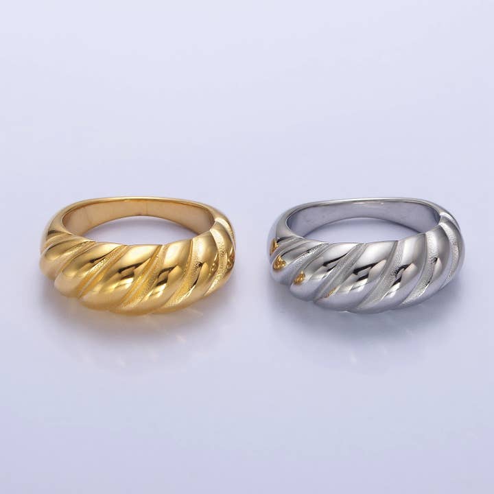 Elegant guld/sølv minimalistisk justerbar åben fletning Ring for engroshandel hos Aim Eternal