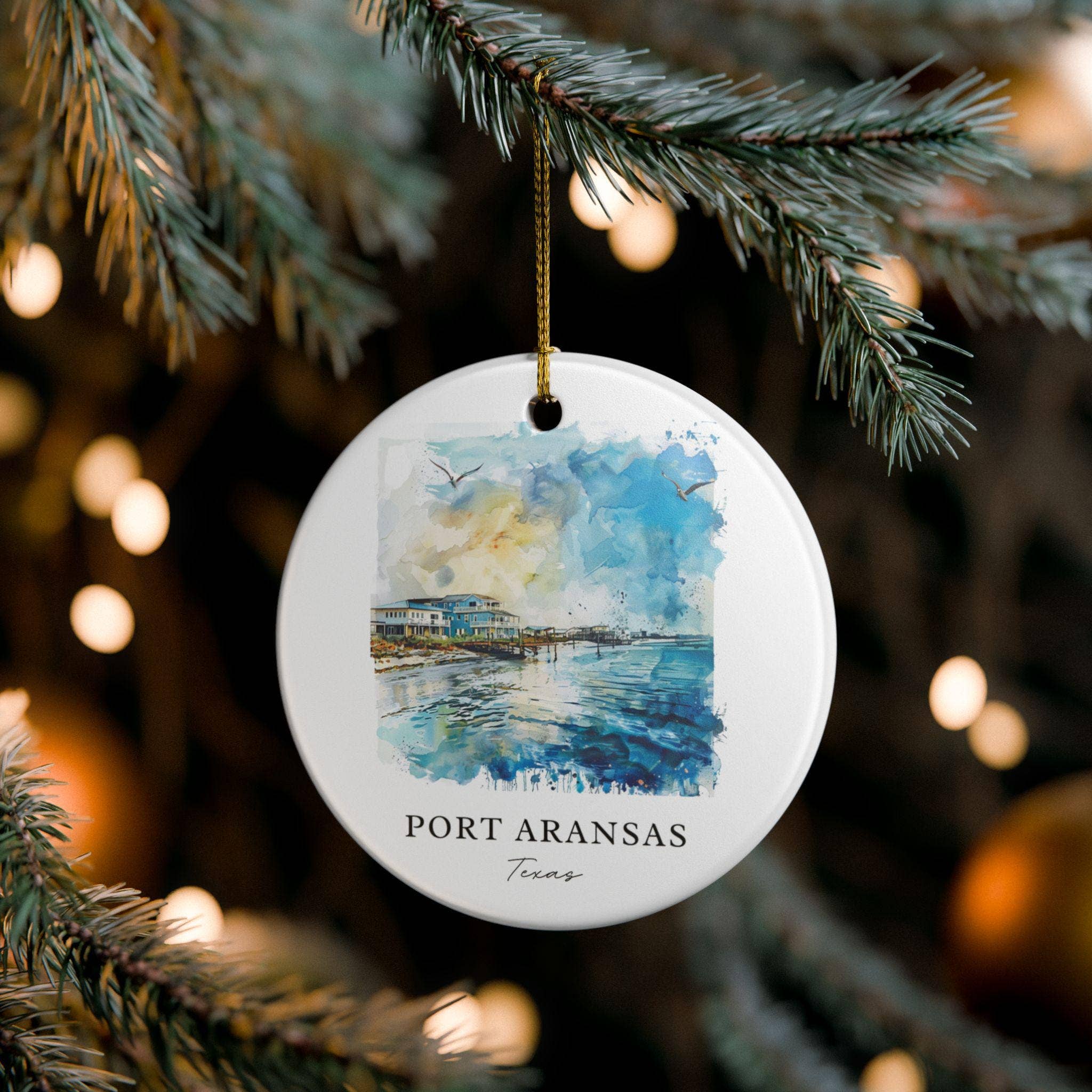 Premium Travel Art - Wholesale Ornament - Port Aransas TX Ornament: Unique Port Aransas TX Souvenir, Port Aransas Xmas Decor, and Authentic Port Aransas Gift