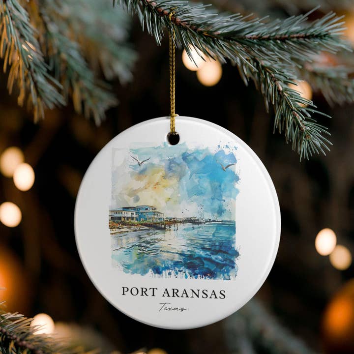 Premium Travel Art - Wholesale Ornament - Port Aransas TX Ornament: Unique Port Aransas TX Souvenir, Port Aransas Xmas Decor, and Authentic Port Aransas Gift0