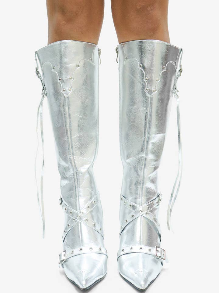 Lemonade Shoes - Wholesale Boots – Women’s - GUNNER - Western Stiletto Boots w/ Studs4