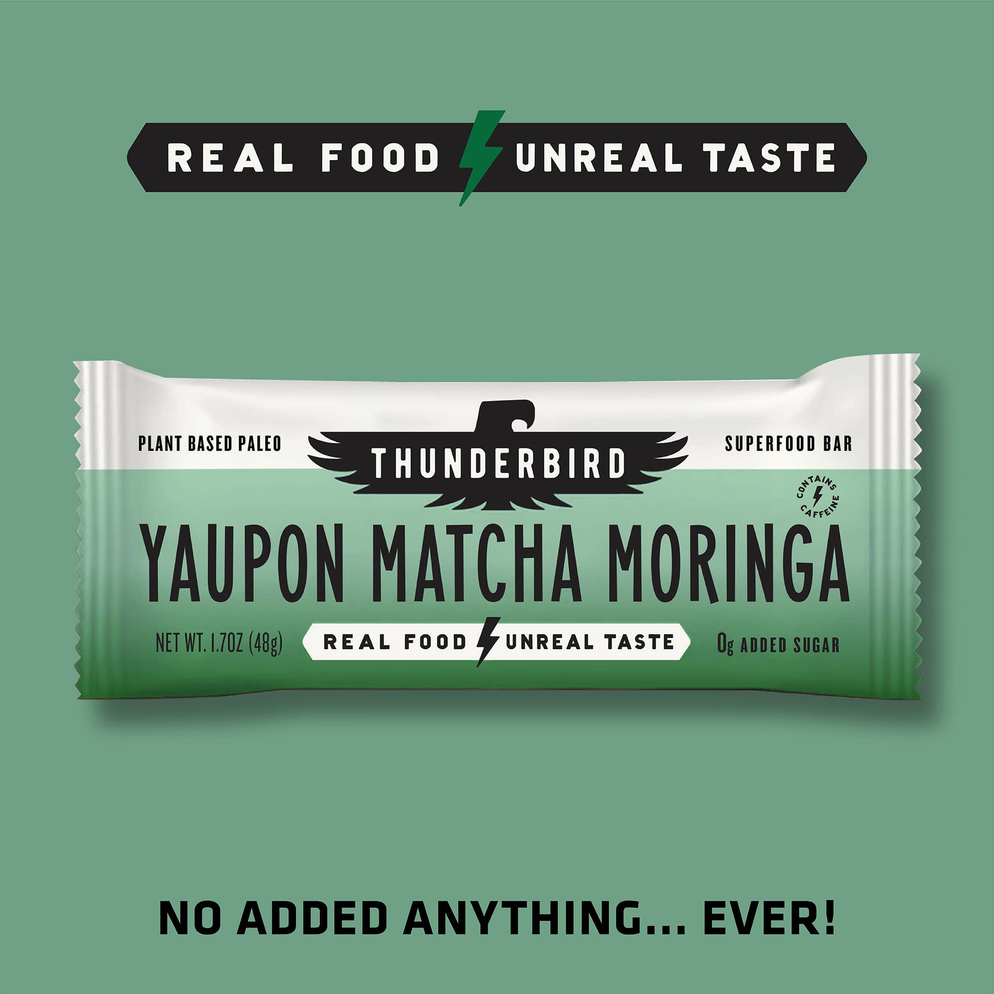 Thunderbird Real Food Bars - Wholesale Snack Bar - NEW! Yaupon Matcha Moringa - Box of 12 Bars2