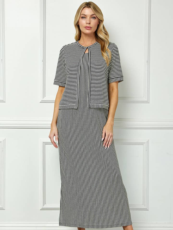 D5914 Striped layered- look maxi dress for wholesale by See and Be Seen