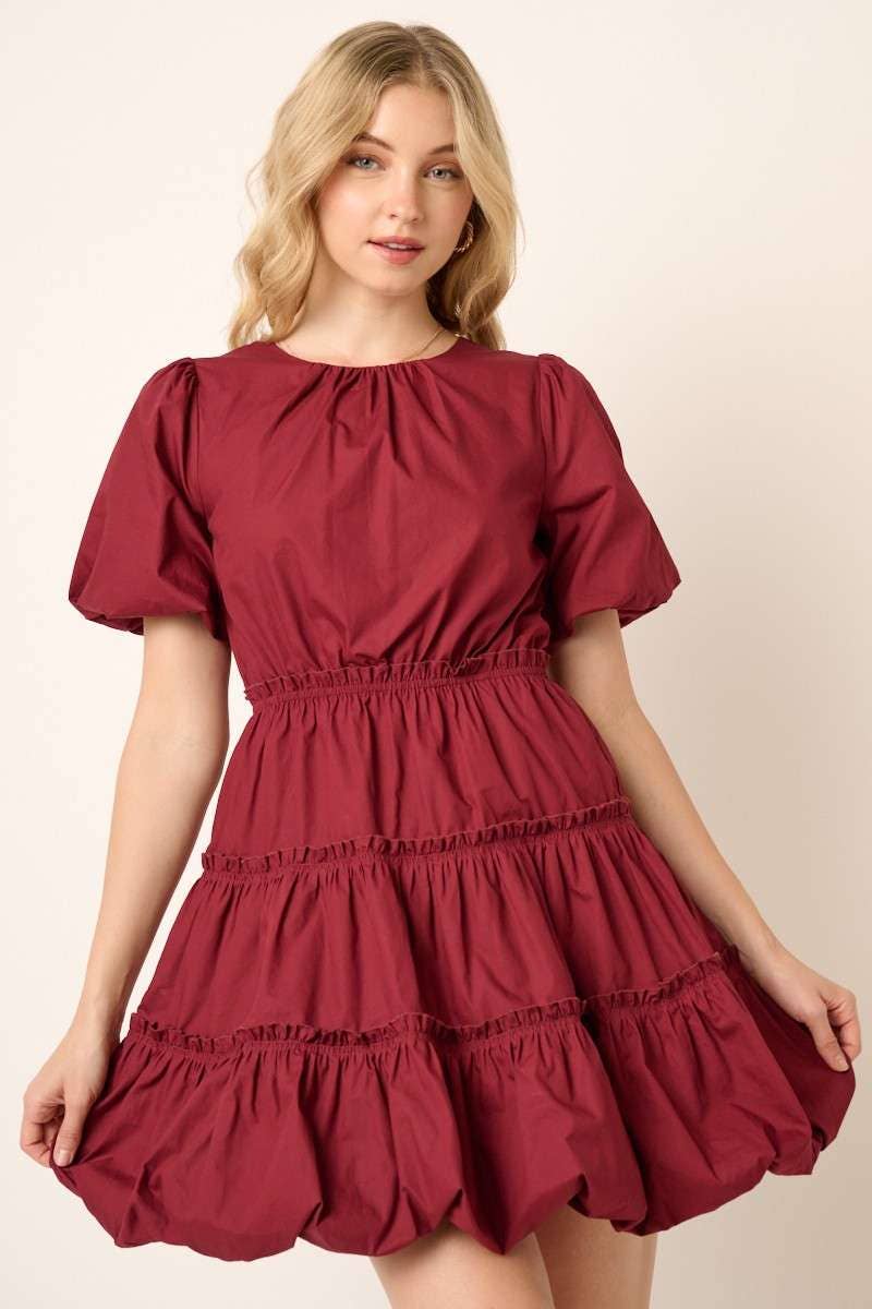 mittoshop - Wholesale Dress - Women's - BALLOON SLEEVE BUBBLE HEM MINI DRESS15