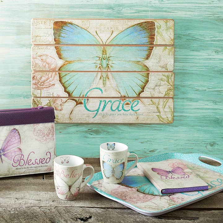 Christian Art Gifts - Wholesale Plaque - Wall Art Butterfly Grace Eph. 2:8
