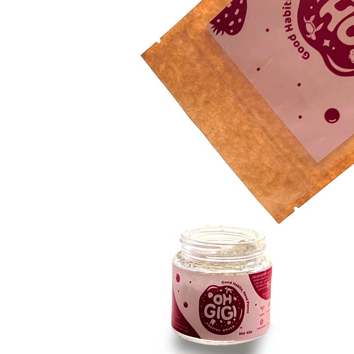 OHGIGI®️ – Großhandel Zahnpasta – Bio-Zahnpulver 'Fruity+ Brush', Nachfüllpackungen, 100 g