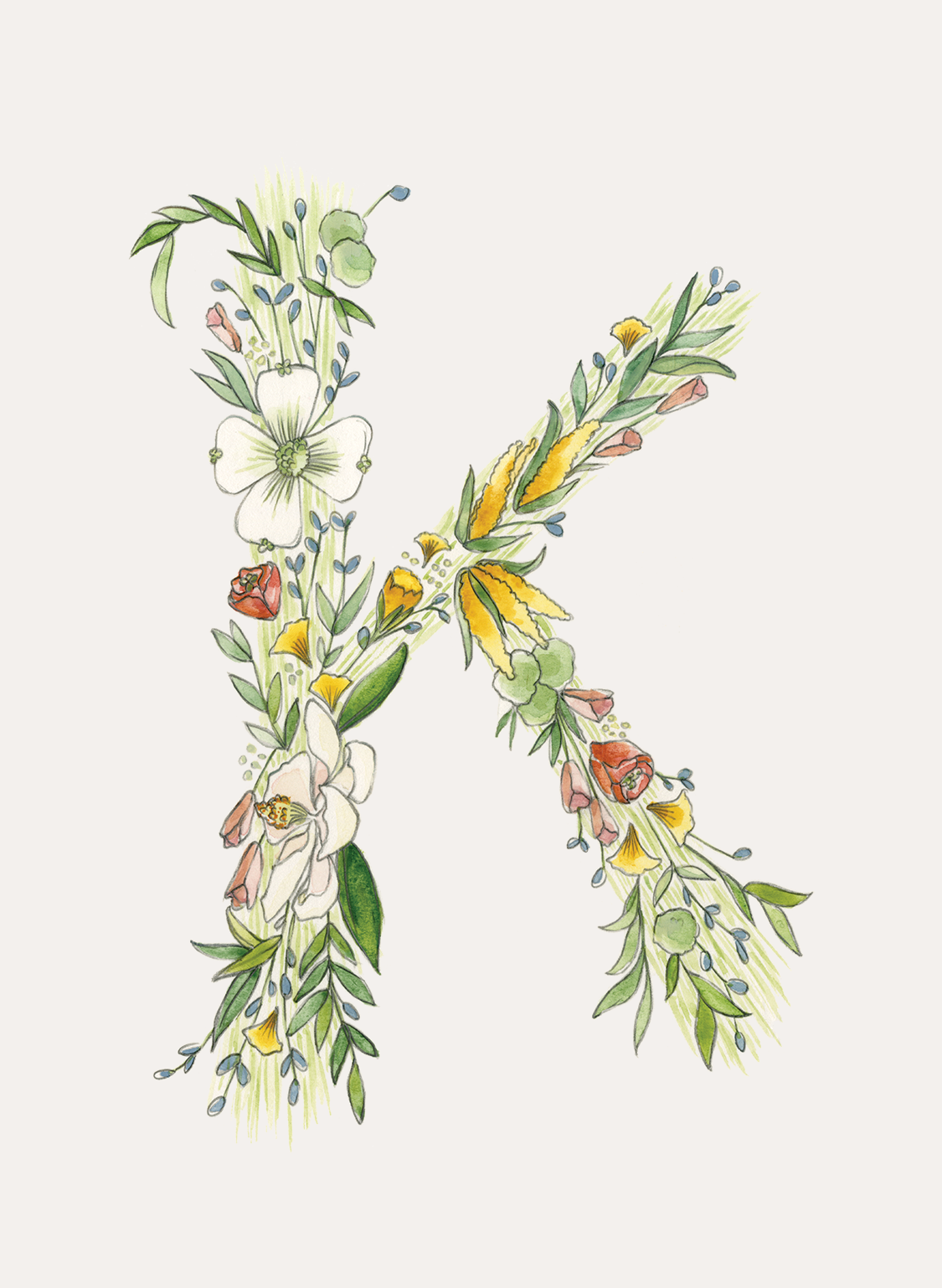 Hattie Darling - Wholesale Stationery/Notecard Set - Floral Monogram Stationery Set - 8 Folded Cards10