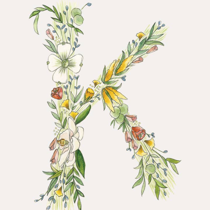 Hattie Darling - Wholesale Stationery/Notecard Set - Floral Monogram Stationery Set - 8 Folded Cards10