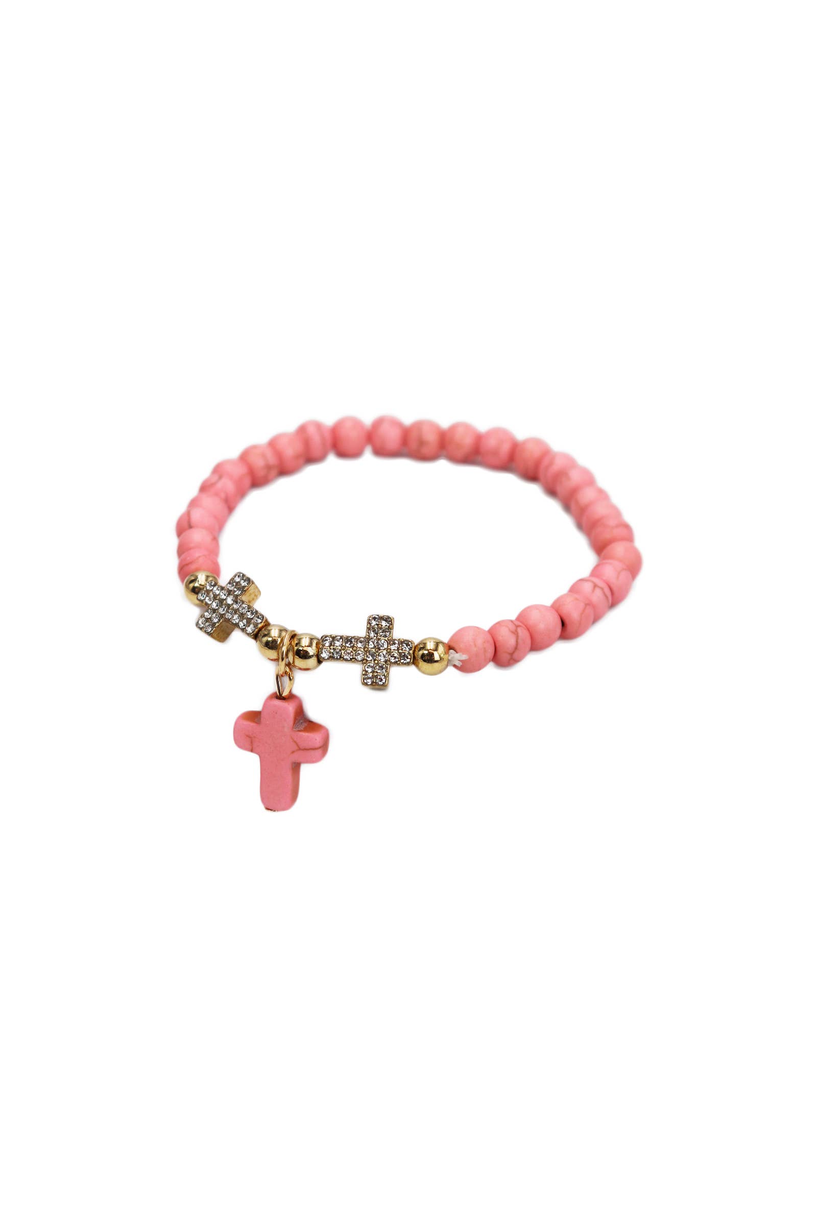 Cap Zone - Wholesale Beaded Bracelet - Cross Pendant Stone Beaded Stretch Bracelet7