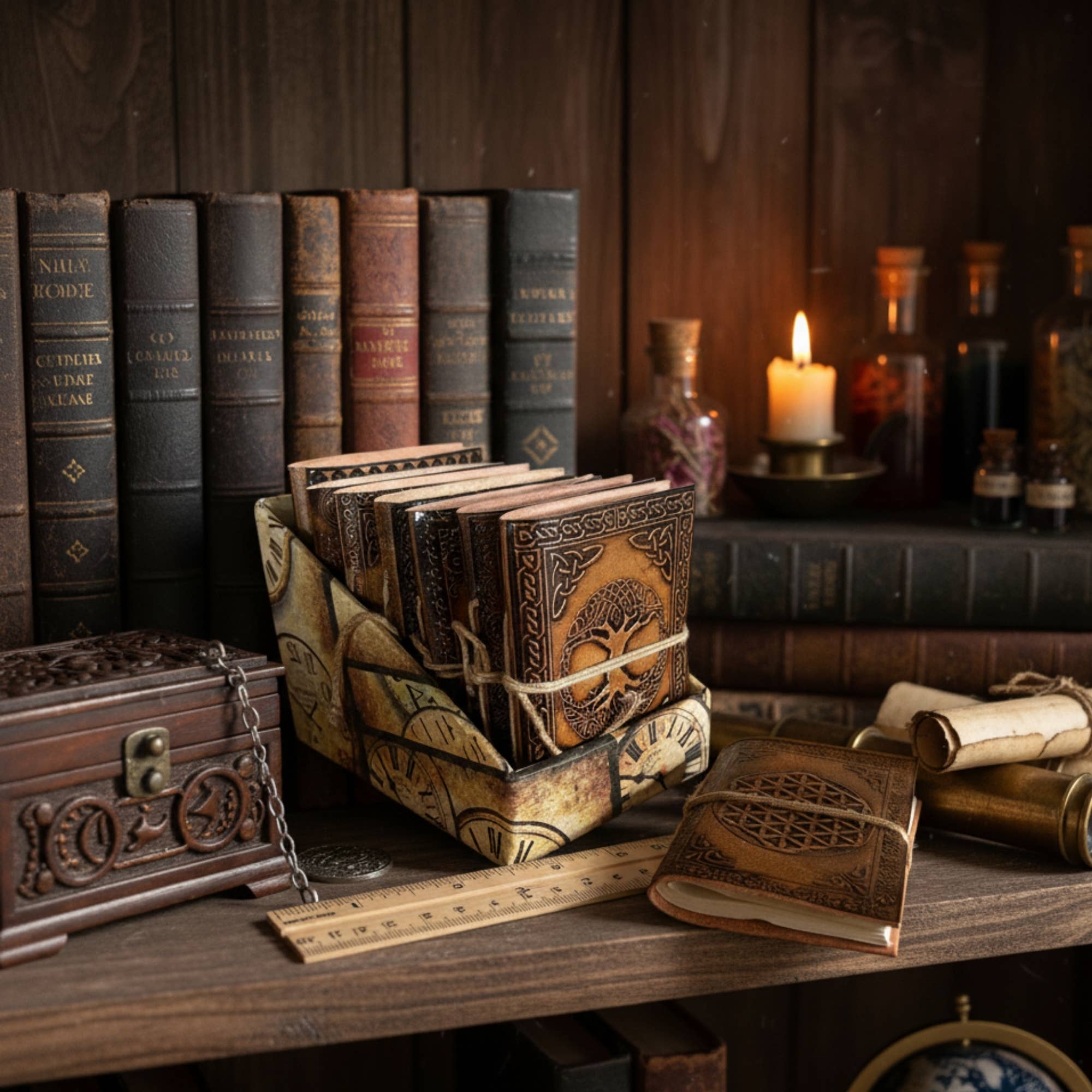 AW Artisan - Vente Journal intime - 8x Carnets en Cuir - Ésotérique Petits Assortis1