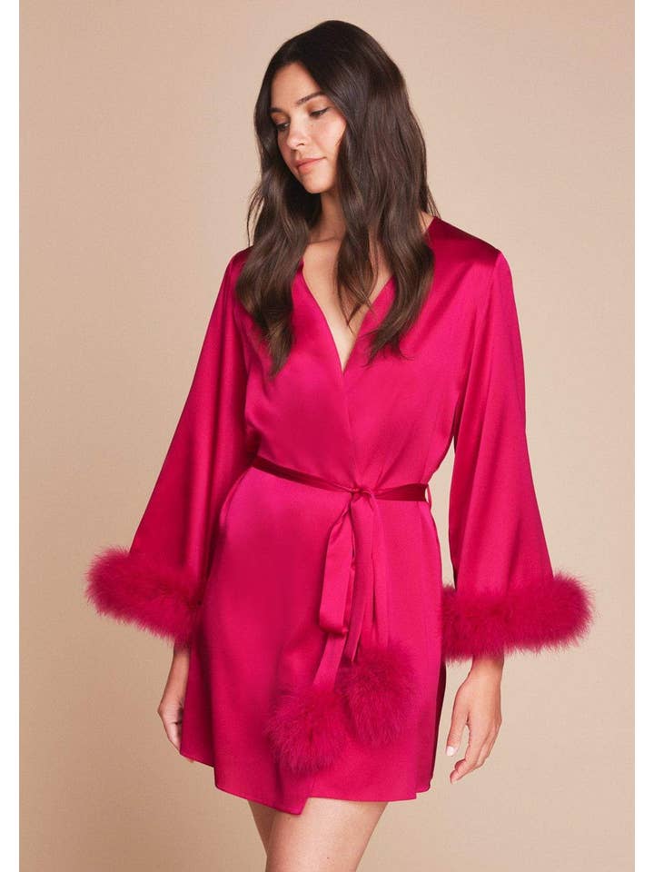 Hollywood Rose Kitty Fjäder Trim Robe för wholesale på Faire1