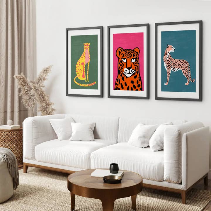 Art Lane - Wholesale Art Print - Cheetah Cat Art Print. Colorful Wall Art Decor