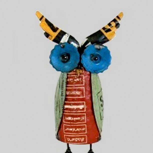 Owl Tall Recycled Metal Animals for wholesale by Everyday Artifact