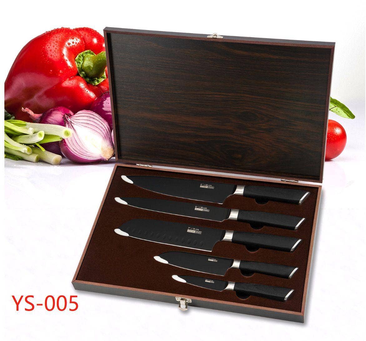 Royal Swiss - Wholesale Knife Set - Black Knife Set in a Wooden Box