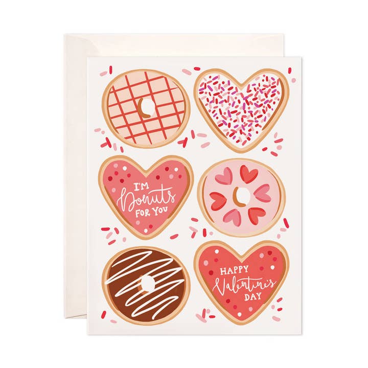 Valentine Donuts Lykønskningskort - Valentinsdag Card for engroshandel hos Bloomwolf Studio