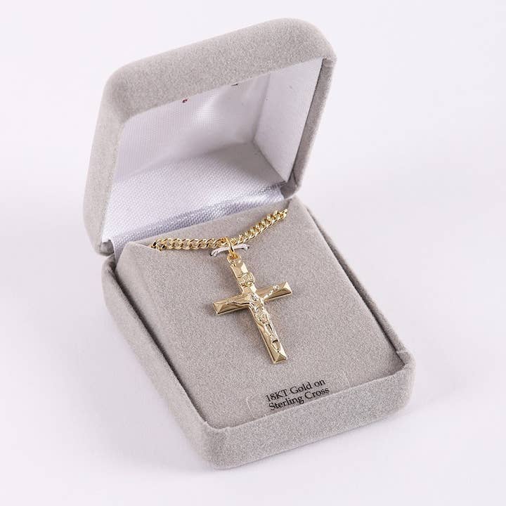 Necklace Crucifix Gold Over Sterling 24" for wholesale by Swanson Christian Products