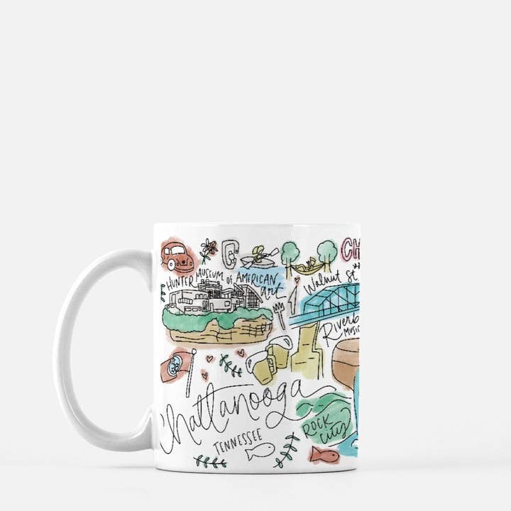 Chattanooga, Tennessee Keramik-Aquarell-Tasse, 11 oz für den Großhandel von Signet Sealed