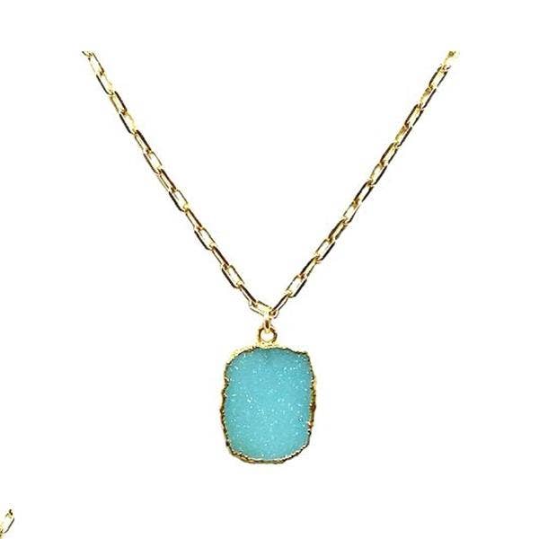 Pingente de eletroforma em corrente de elo de preenchimento de ouro: Aqua Druzy por atacado de Athena Designs