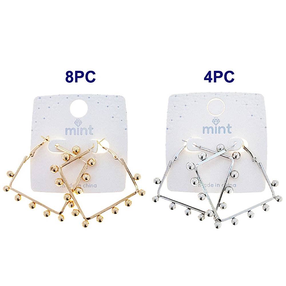 Atlas Fashion - Wholesale Hoop Earrings - Beaded Square Hoops1