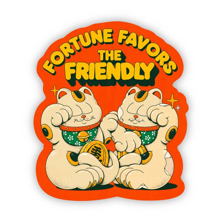 Big Moods - Wholesale Sticker - Fortune Favors The Friendly Lucky Cat Sticker1