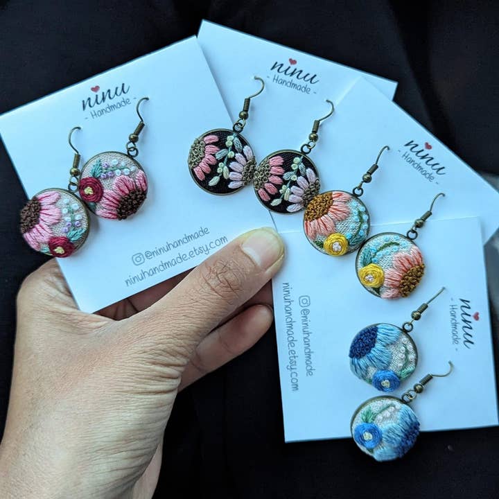 Ninu Handmade - Wholesale Single Earring - Mystery Embroidered Earrings2