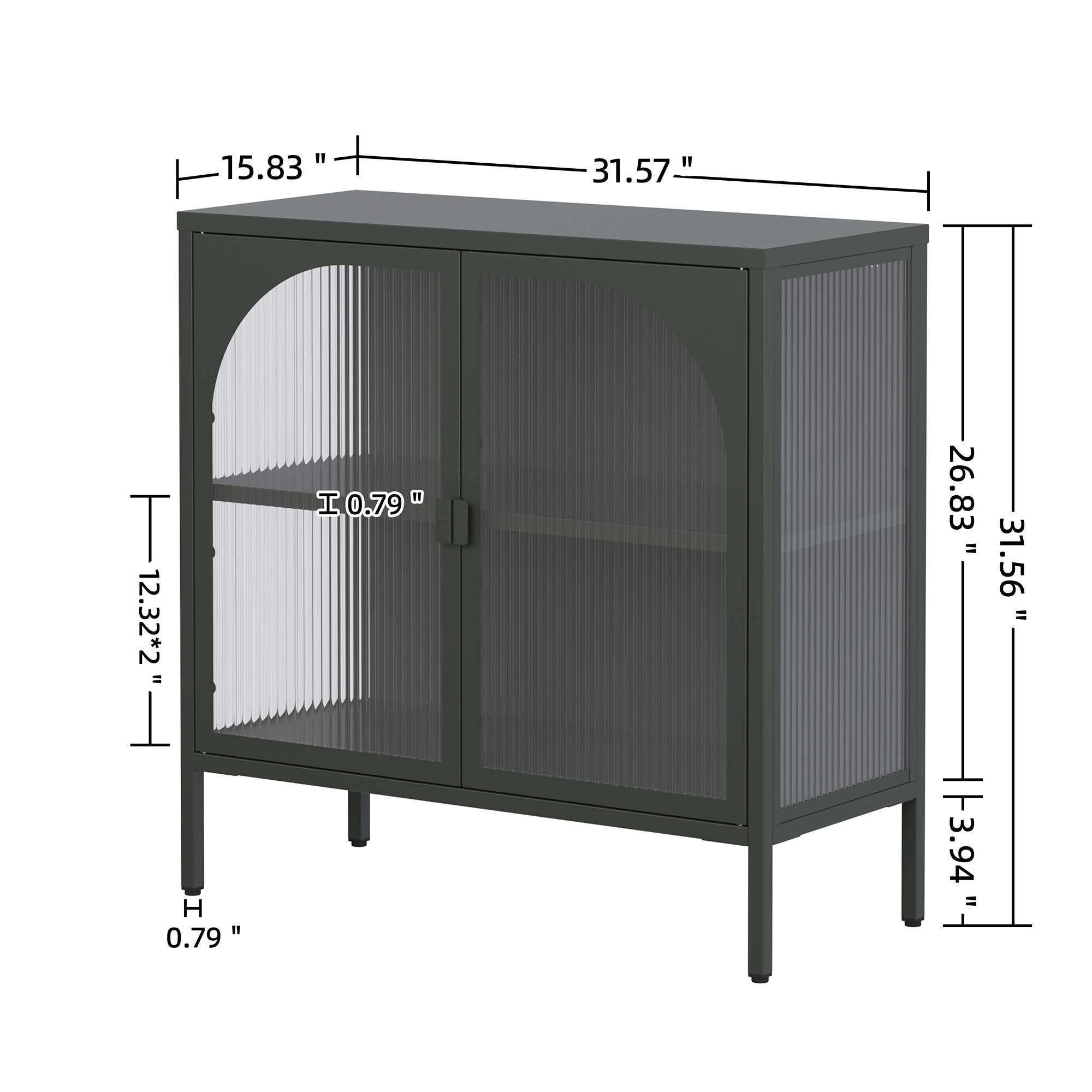Glamour Home - Wholesale Cabinet - Benoît 31.56-inch Black Two Door Metal Sideboard4