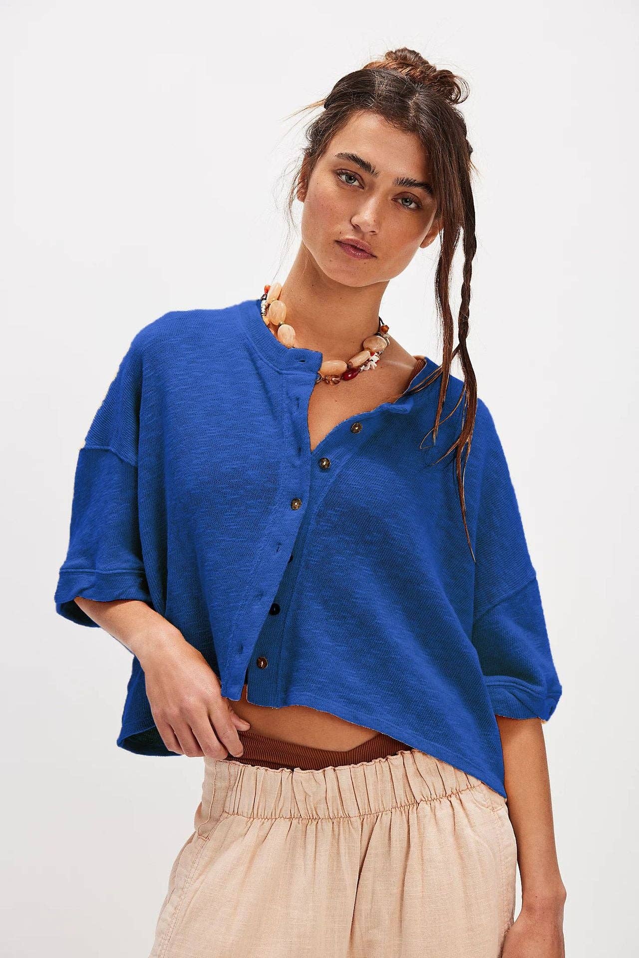 Sweetkama - Wholesale Cardigan - Women's - Ladies Solid Color Midi Sleeves Knitted Cardigan7