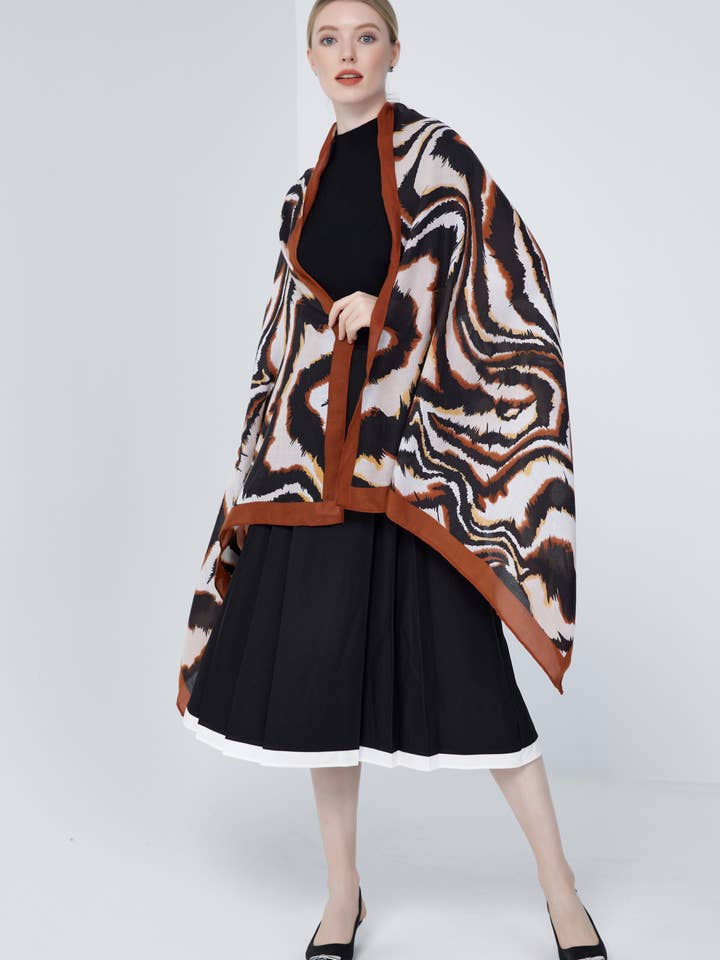 Abstract Swirl Border Printed Scarf– Scarves for Women for wholesale by Aavion