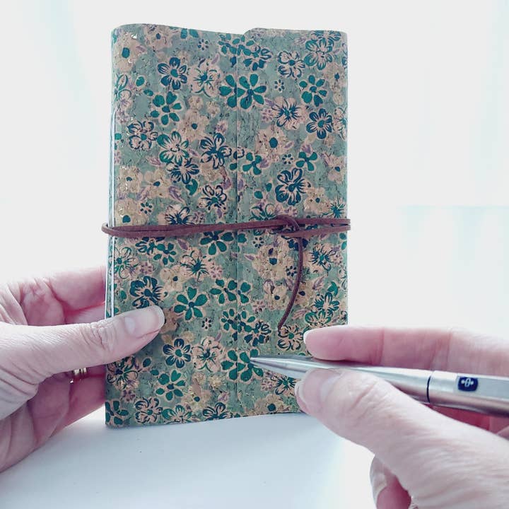 Sarah Lou Crafts – wholesale Notebook – Green Floral Cork Notebook Journal3
