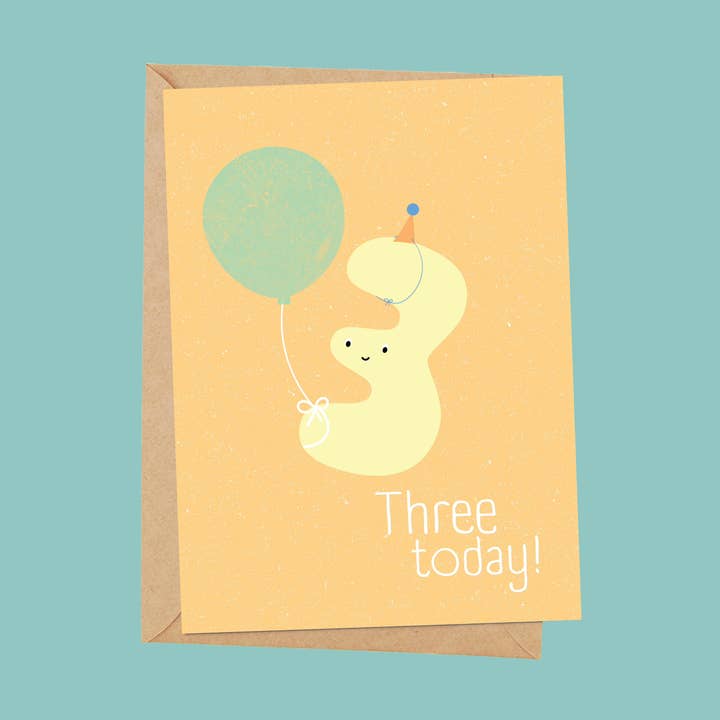 Age 3 Floating Balloon Birthday card for kids for wholesale by Ta doodle dah Stationery