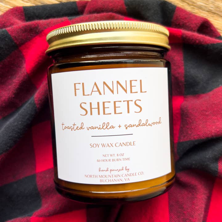 Flannel Sheets | Cozy Winter Collection | 8 oz Candle for wholesale by North Mountain Candle Co.