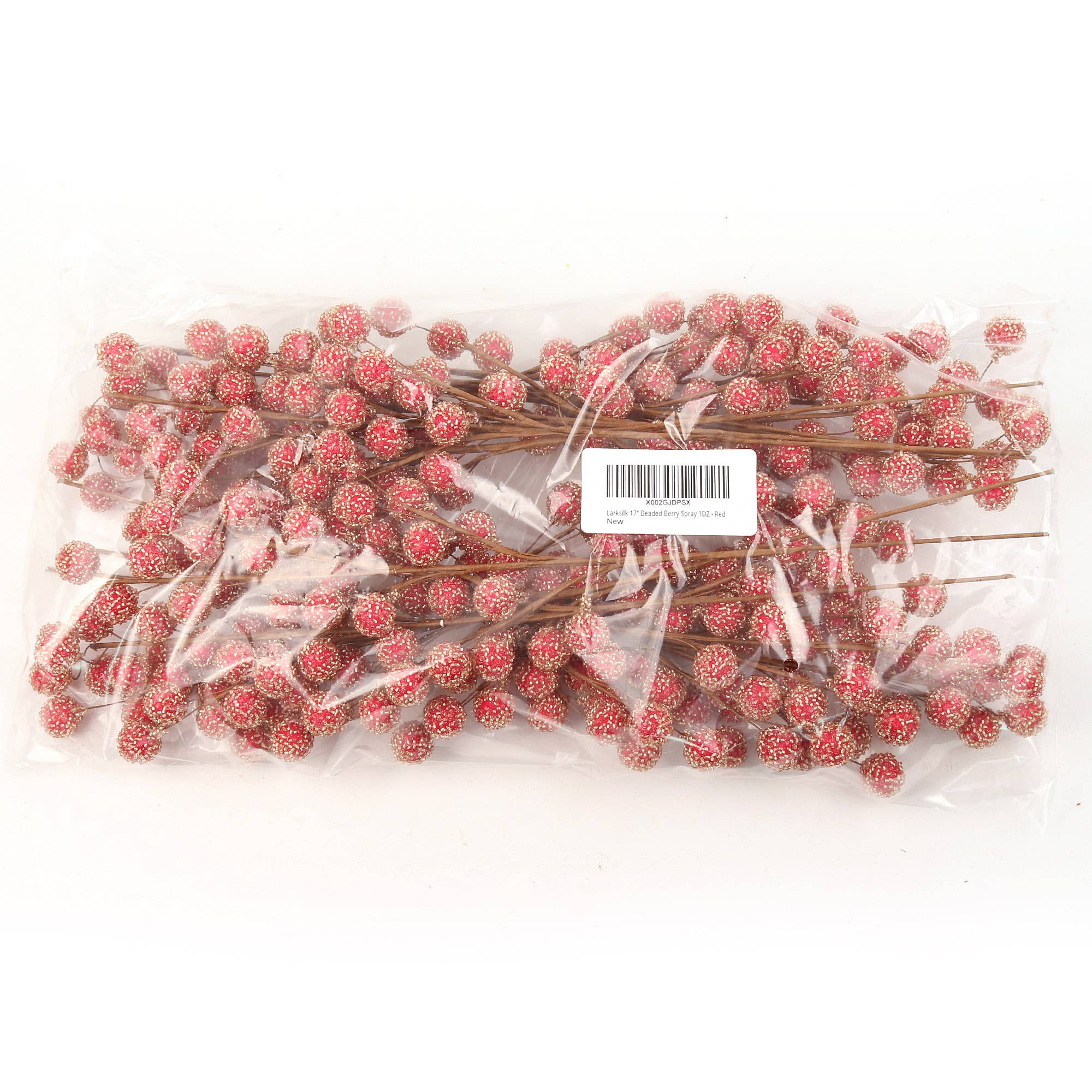 Larksilk - Wholesale Christmas Decoration - Beaded Red Berry Spray 25 Berries- 17" Christmas Collection1