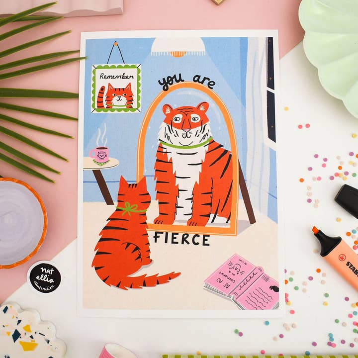 NEW You Are Fierce- A4 Art Print for wholesale by Nat Ellis Illustration