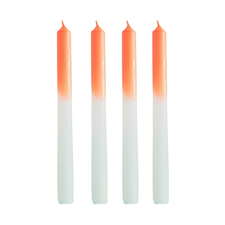 Housevitamin bv - Wholesale Taps toelopende kaars/kandelaar - Taps toelopend - Dipdye - Was - Oranje/Wit/Mintgroen - S40