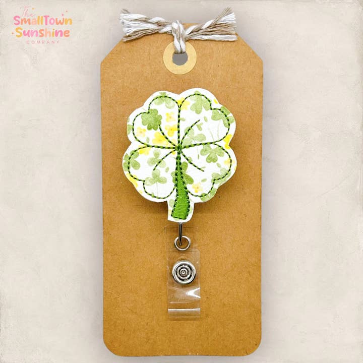 4-Leaf Clover Badge Reel for wholesale by The SmallTownSunshine Company