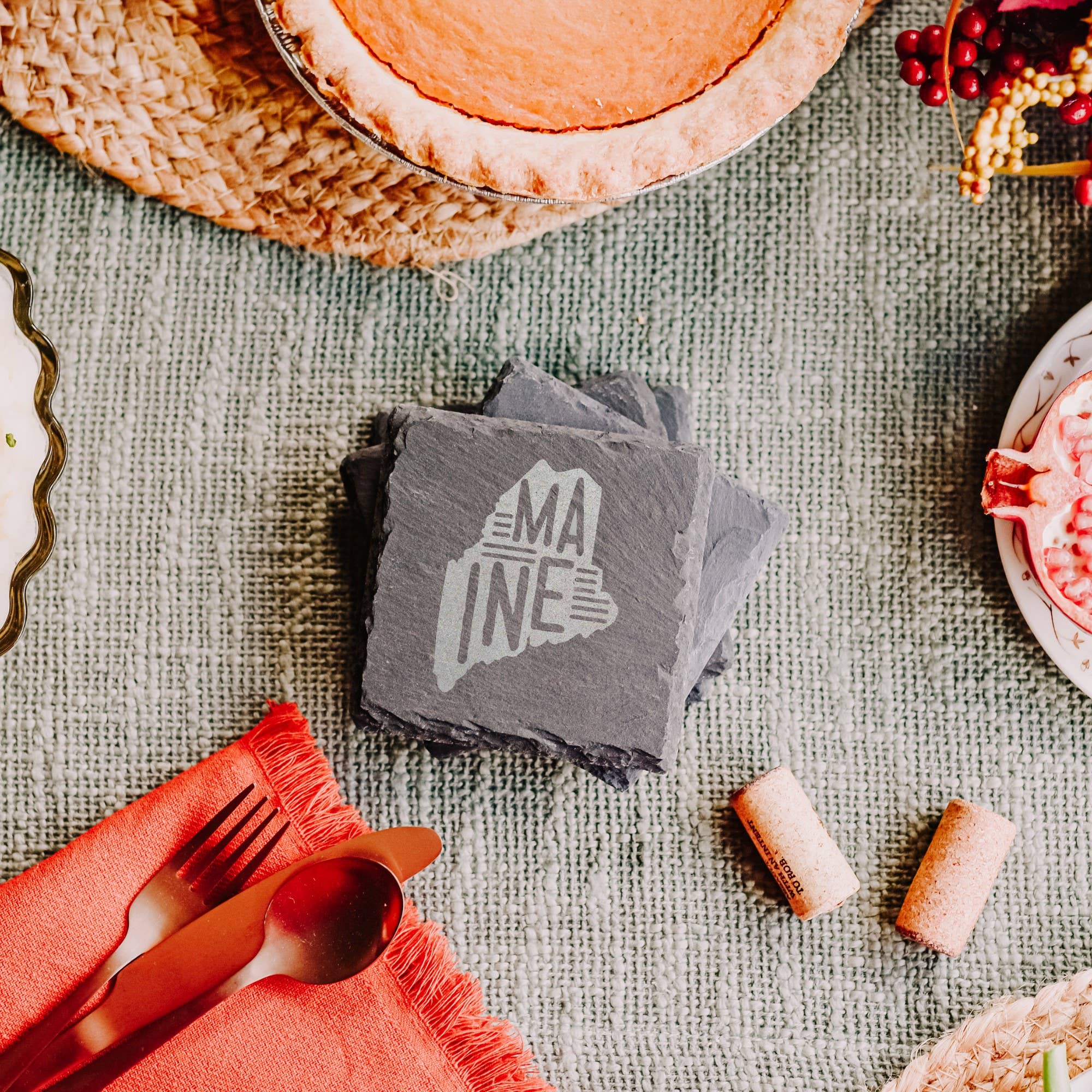 The Lillie Pad - Wholesale Coasters - US State Map Coasters - Natural Slate Coasters - Set of 43