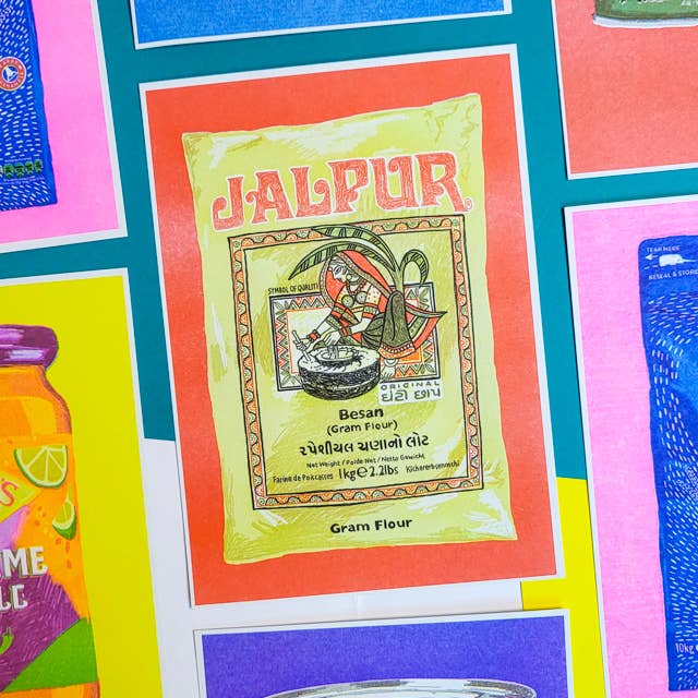 Jalpur Besan - Impresión Risograph A5 para venta al por mayor de The Playful Indian