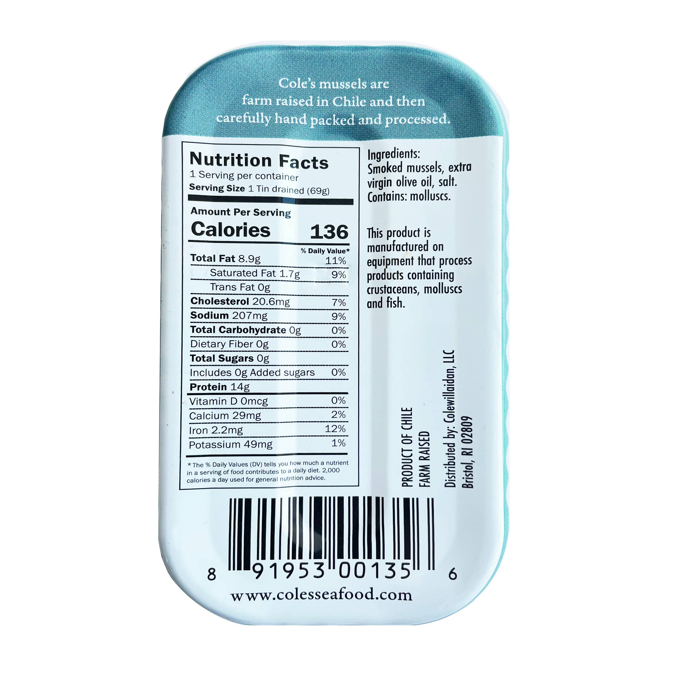 Cole's Seafood - Wholesale Fish/Seafood - Patagonian Smoked Mussels in Extra Virgin Olive Oil1