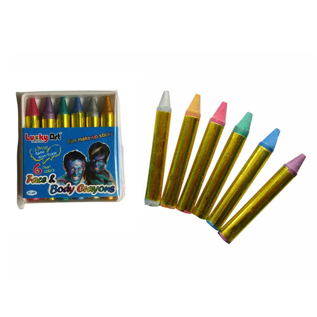 LUCKY ART CRAYONOLOGY – wholesale Face paint/play makeup – Kids – 6  Pearl Colors Face and Body Crayons2