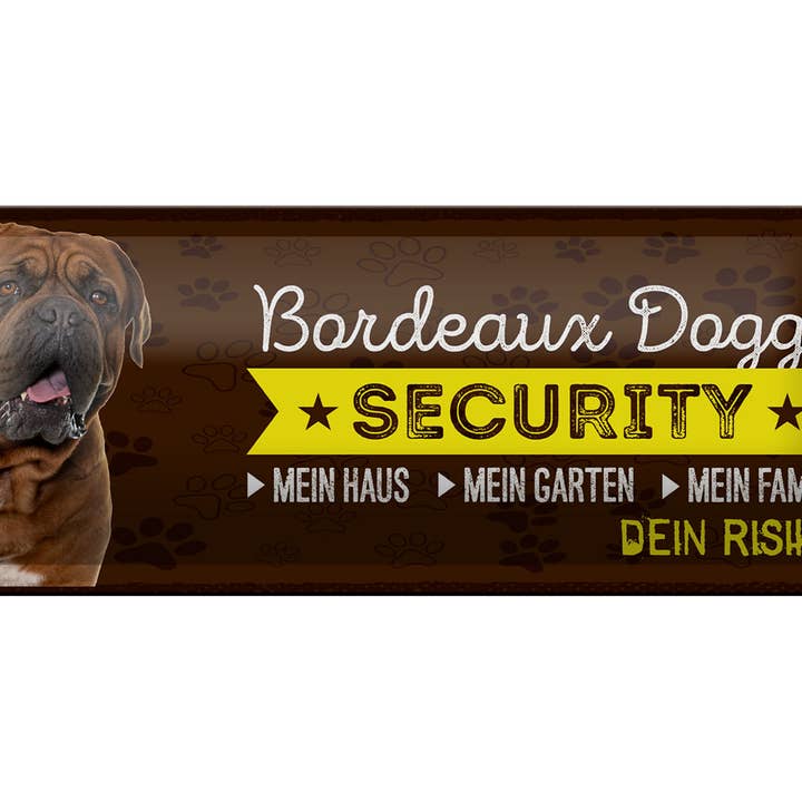 Femer – wholesale Sign – Metal Sign Dog 27x10cm Bordeaux Dog Security Decor Sign