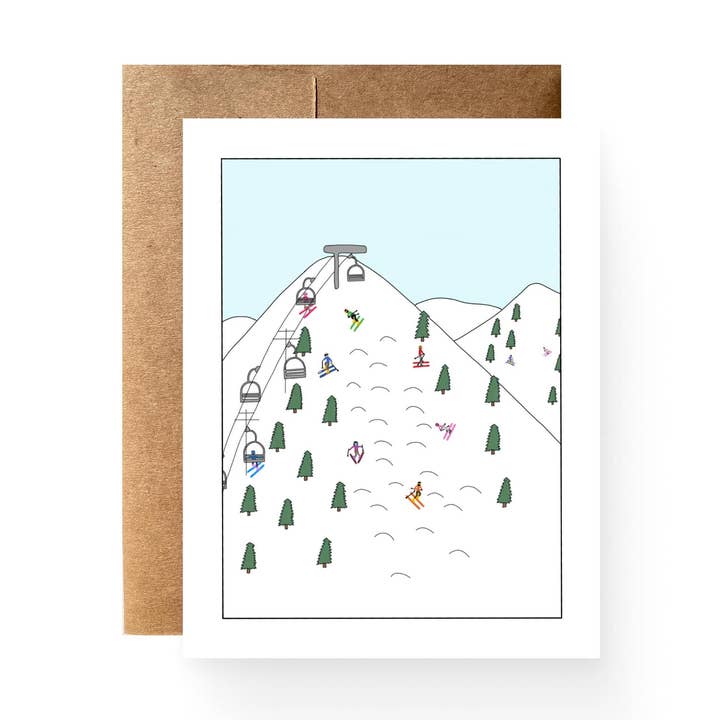 Skiers On Mountain Card for wholesale by Catamount Card Company